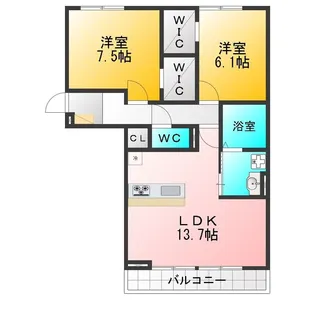 シャーレアン【1階】の間取り