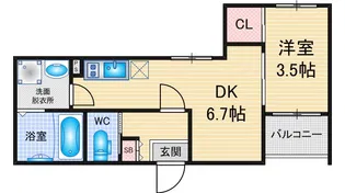 バニラスカイ熱田【1階】の間取り