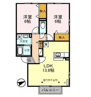 ソレアードB【2階】の間取り