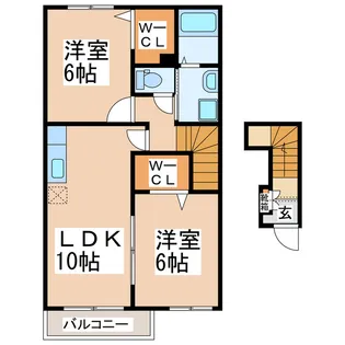 ラブリーA・B【2階】の間取り