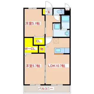 2LDKの間取り画像