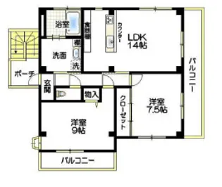 マンション北川 角【2階】の間取り