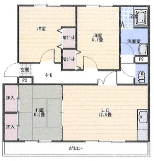 ウィステリアマンションI【1階】の間取り