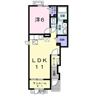 レーブ立野【1階】の間取り