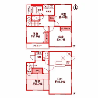 神奈川県横浜市緑区北八朔町【一戸建】の間取り