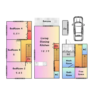 大阪府大阪市港区港晴4【一戸建】の間取り