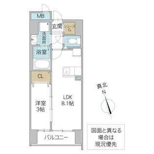 クレアグレイス水戸南町【1階】の間取り