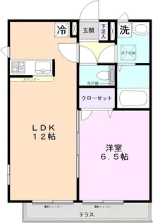 コート・ラ・ティーダ【1階】の間取り
