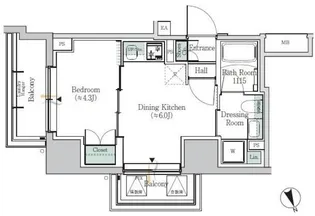 ONE ROOF RESIDENCE ASAKUSABASHI【4階】の間取り