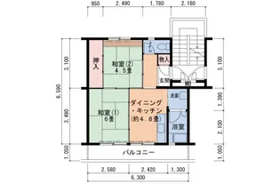 有野団地 A棟【3階】の間取り