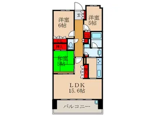 プラウド豊中服部緑地【6階】の間取り