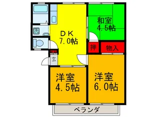 グリ-ンコ-ト弥刀B棟【2階】の間取り