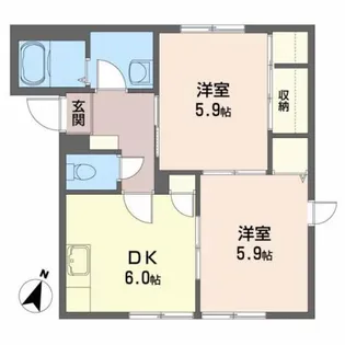 グランバリエ浜館B【2階】の間取り