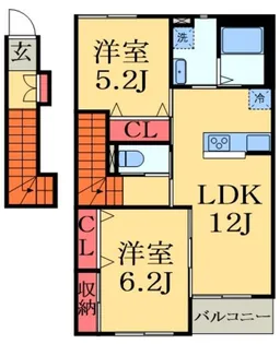 フリュレーヴ【2階】の間取り