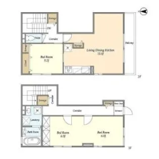 ラ メゾネット ヴェルトゥ【1階】の間取り