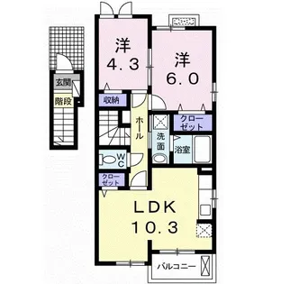 フェリースII【2階】の間取り