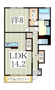 サニーウェルB【1階】の間取り
