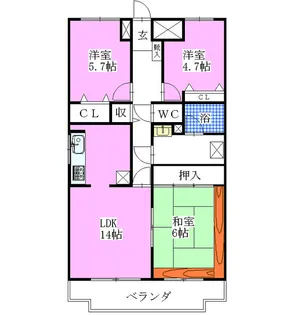 市川東レジデンス【3階】の間取り