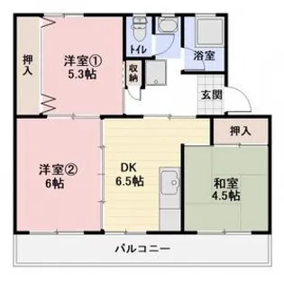 リバーサイドハイツ丸山B【1階】の間取り