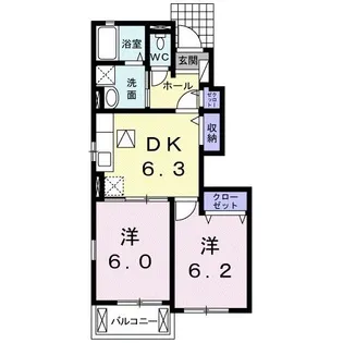 プリムローズII【1階】の間取り