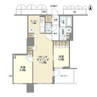 ブランズタワー大阪本町【29階】の間取り