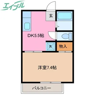 ハイツカアム A【2階】の間取り