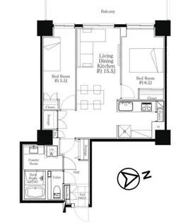 代官山アドレス ザ・タワー【14階】の間取り