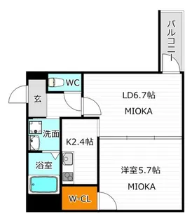 フジパレス清水丘V番館【1階】の間取り
