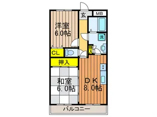 メロディ-ハイム枚方牧野公園【2階】の間取り