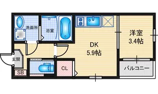 尾頭橋レジデンス【3階】の間取り