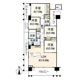 プラネスーペリア西宮北口【7階】の間取り