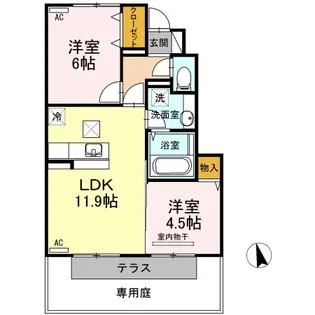 カンマチヒルズ【1階】の間取り