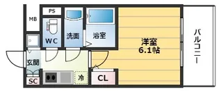 エスリード大阪梅田リュクス【4階】の間取り