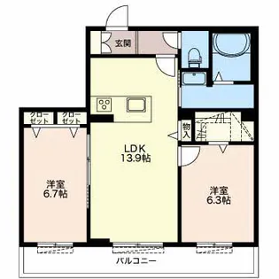 クラウン高林【3階】の間取り