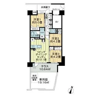プレサンスロジェ岡山番町【1階】の間取り