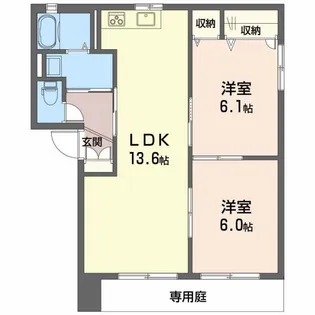 セルリアハイツ B棟【1階】の間取り
