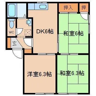 わかばビレッジB【2階】の間取り