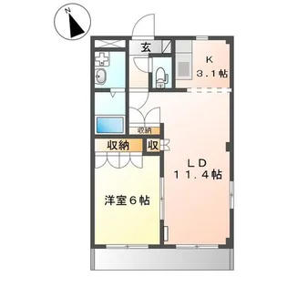 ハイツももの里【1階】の間取り