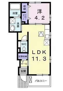 セカンド・ベル【1階】の間取り