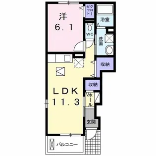 カルム フォンティーヌ【1階】の間取り