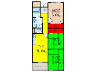 伸栄ハイツ【4階】の間取り