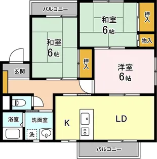 ツインヒルズ愛宕 B【2階】の間取り
