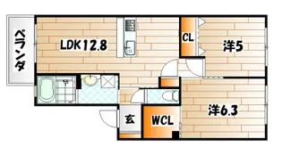 クラヴィエ三萩野【2階】の間取り