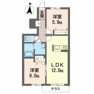 福島県いわき市平塩字宮前【アパート】の間取り