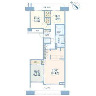 ザ・リバープレイスリバーコート【8階】の間取り