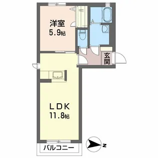 1LDKの間取り画像