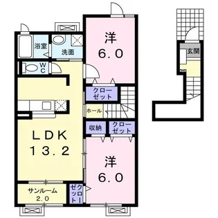 新潟県新潟市江南区砂岡2【アパート】の間取り