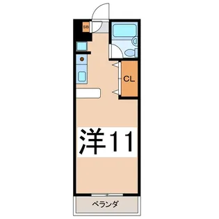 シングルコーポ酒折【1階】の間取り