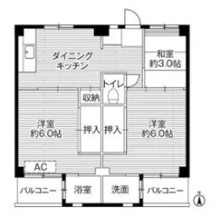ビレッジハウス浦賀2号棟【4階】の間取り