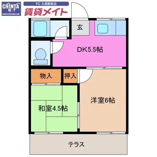 コーポ一本松【1階】の間取り